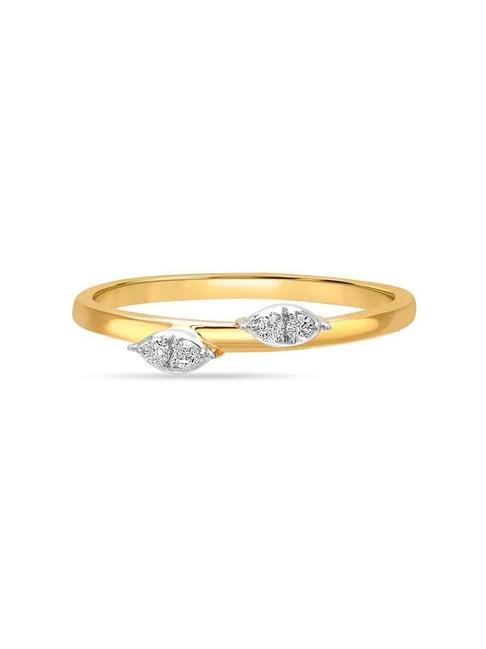 mia by tanishq nature's finest 14k yellow gold minimalist greenery diamond ring