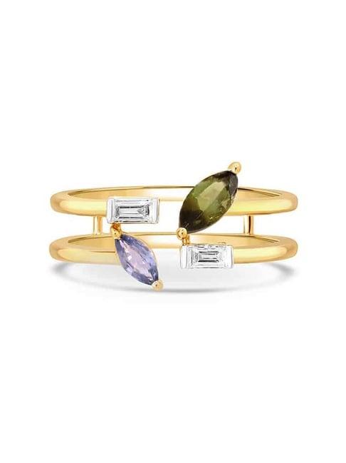 mia by tanishq nature's finest 14k yellow gold odyssey sapphire and tourmaline diamond ring