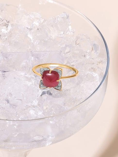 mia by tanishq scarlet blooms ruby & diamond 14k finger ring