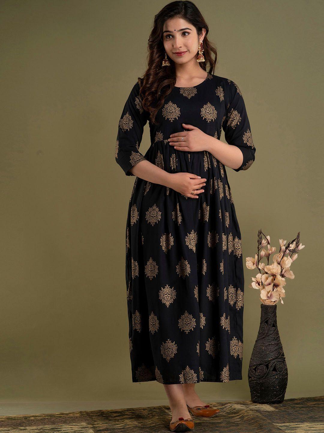 mialo fashion ethnic motifs printed block print maternity ethnic dress