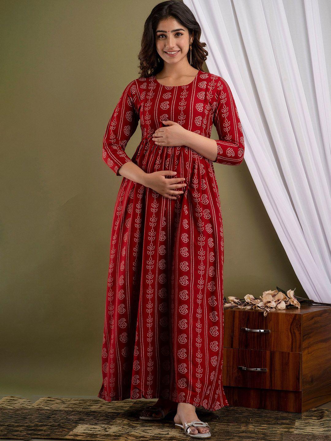 mialo fashion ethnic motifs printed block print maternity ethnic dress