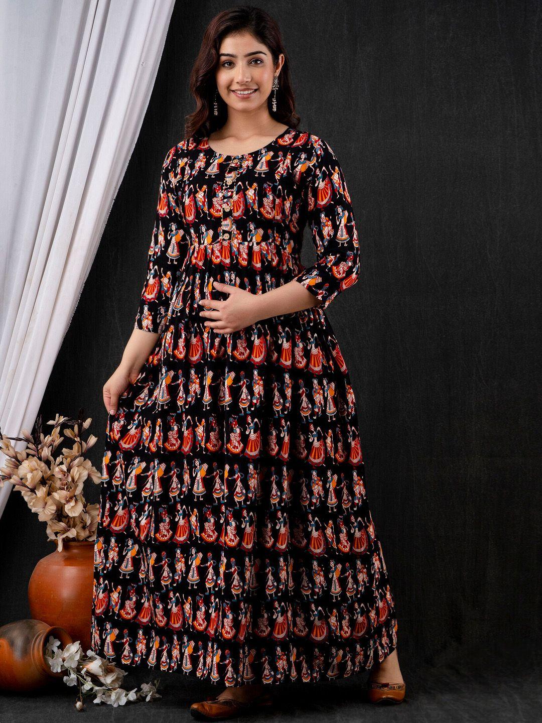 mialo fashion ethnic motifs printed cotton maternity ethnic dress