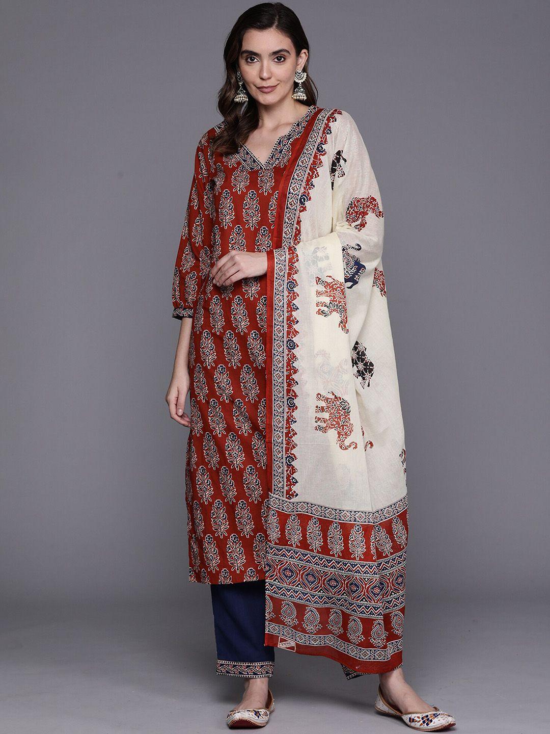 mialo fashion ethnic motifs printed regular kurta with pyjamas & dupatta
