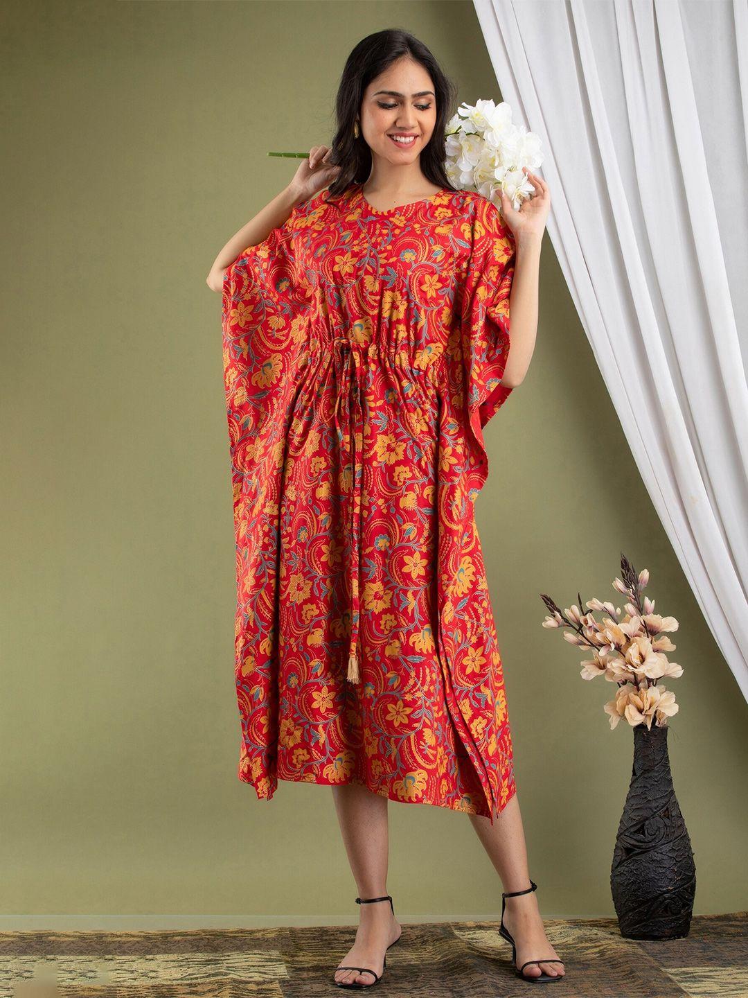 mialo fashion floral printed kaftan dress
