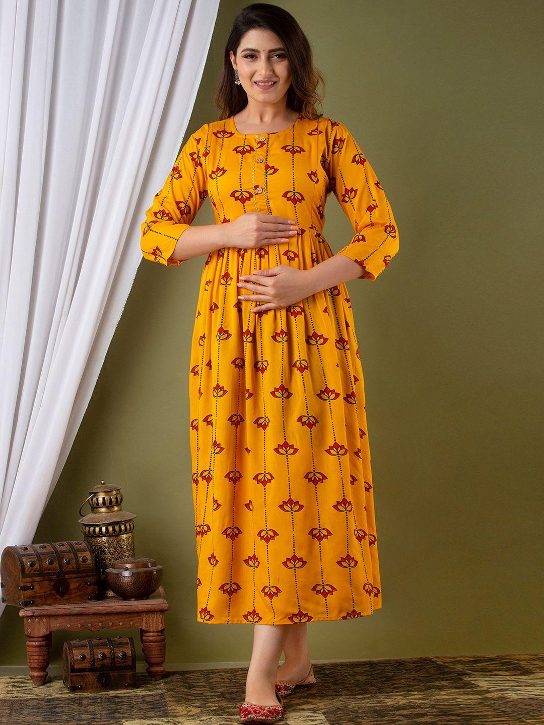 mialo fashion floral printed maternity ethnic dress