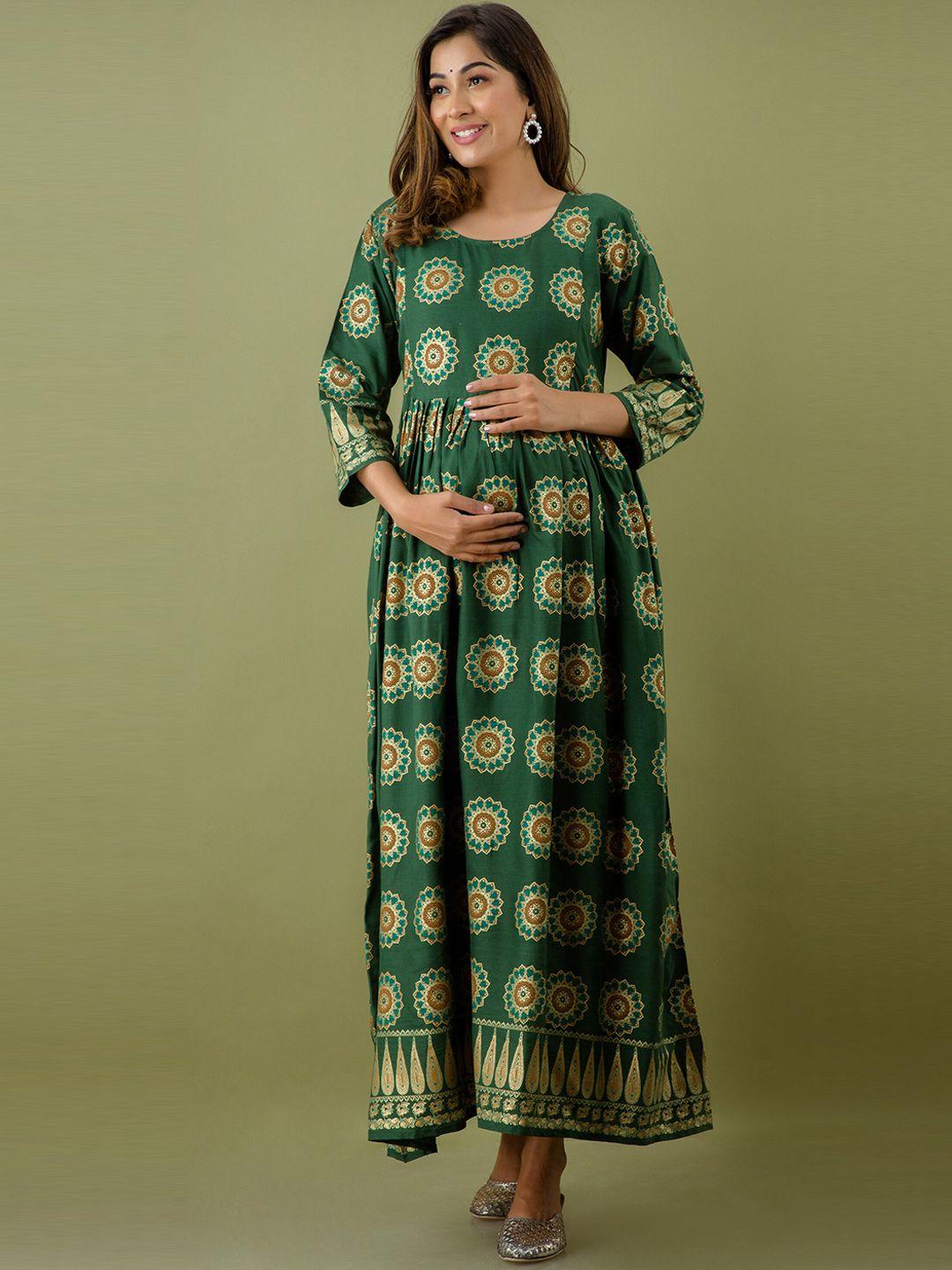 mialo fashion floral printed maternity feeding ethnic dress