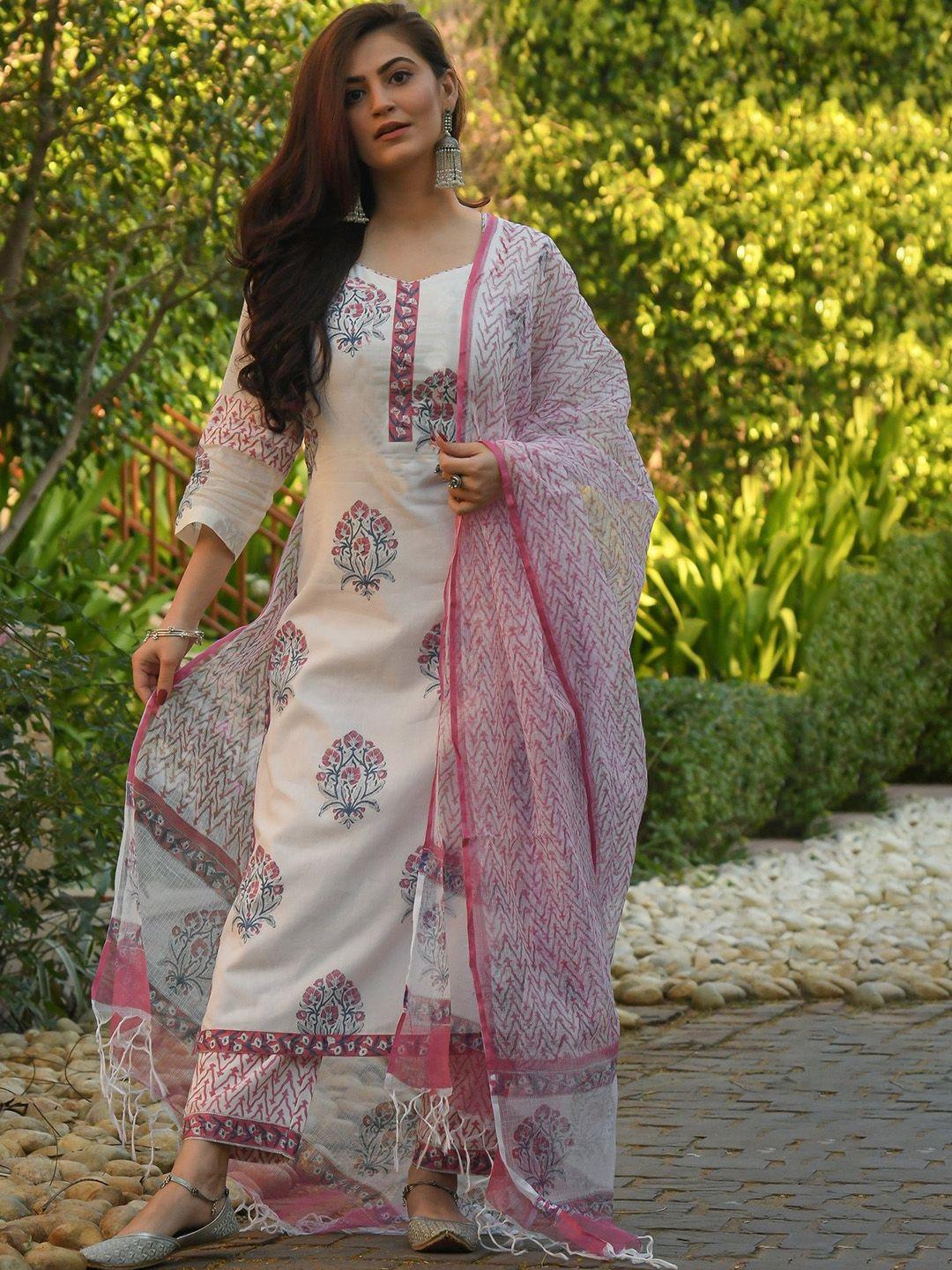 mialo fashion floral printed straight kurta & pyjamas with dupatta