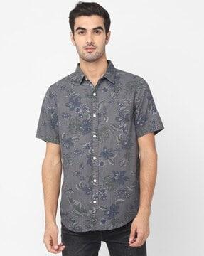 miami loom floral print tailored fit shirt