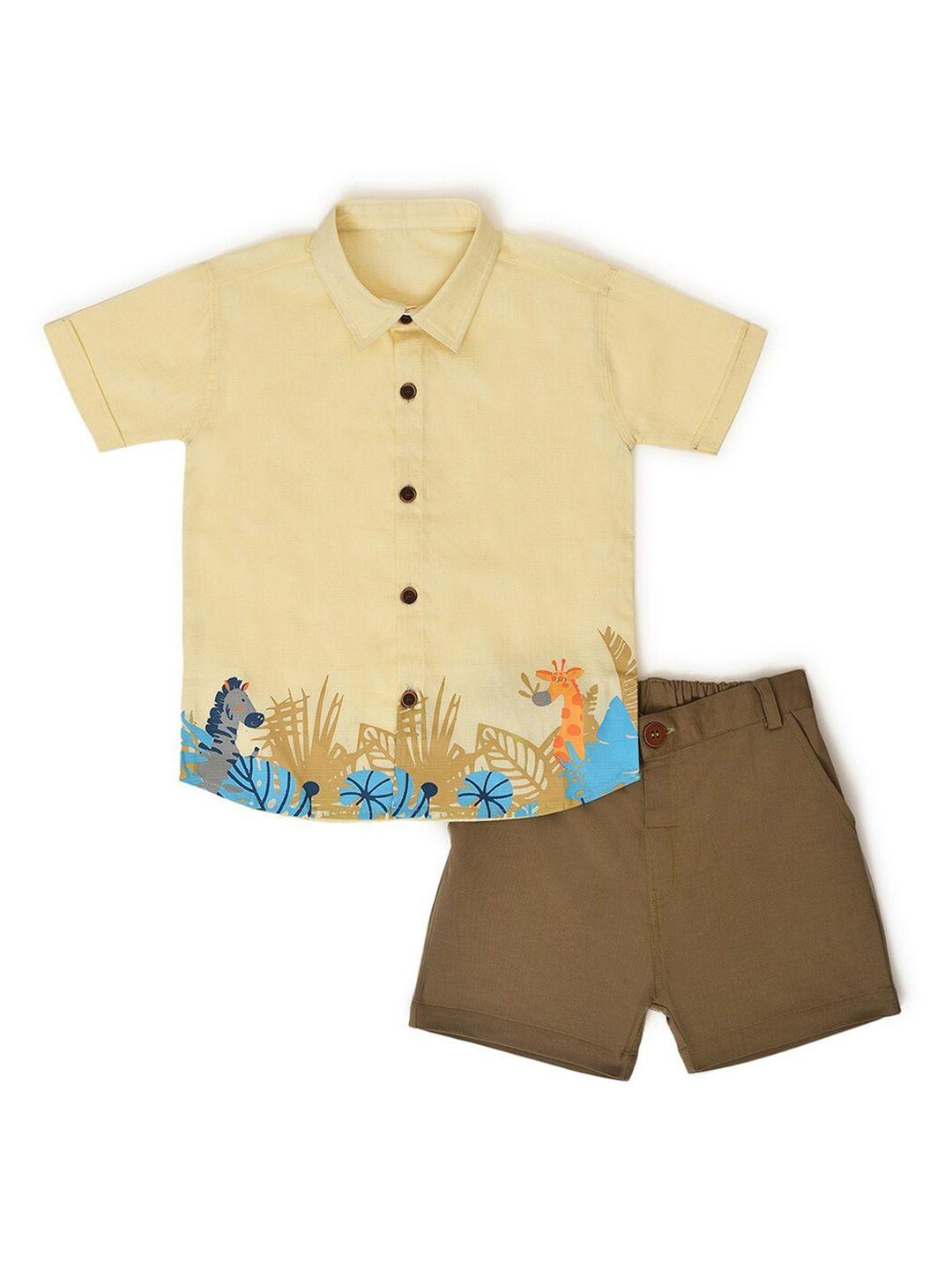 miarcus boy printed pure cotton shirt with shorts