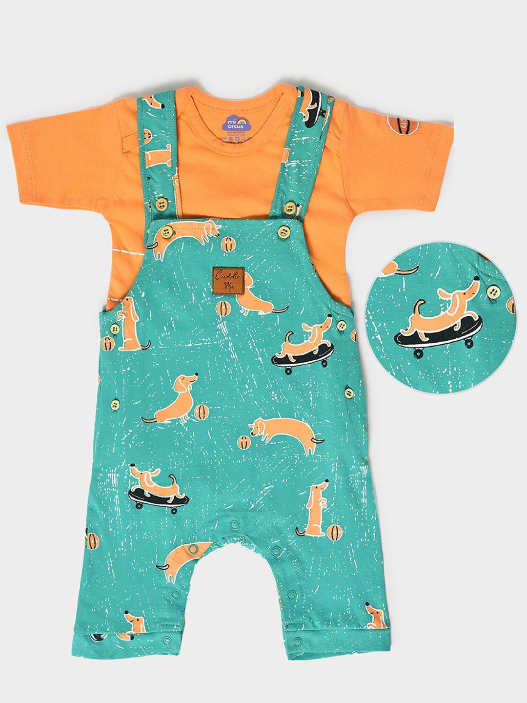 miarcus infant kids printed cotton dungaree with romper