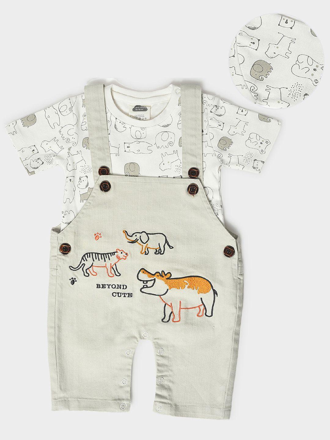 miarcus infants graphic printed cotton dungaree with t-shirt