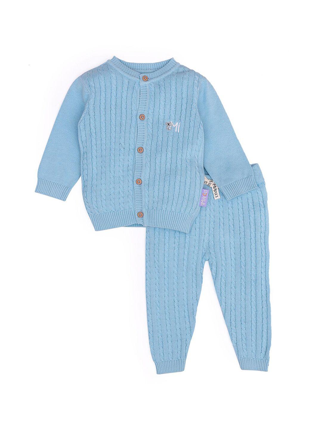 miarcus kids blue cabel knitted cardigan with pyjamas