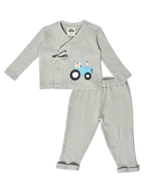 miarcus kids grey & blue cotton printed full sleeves top set