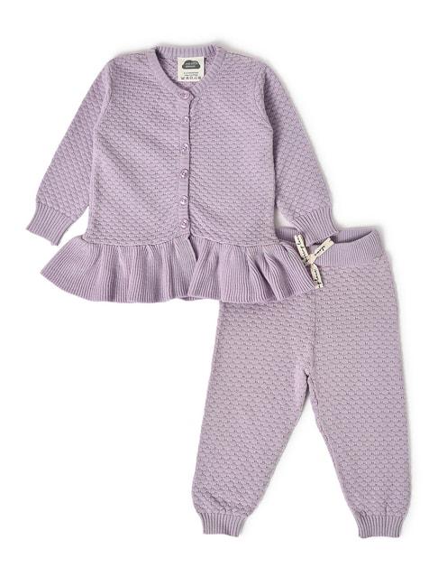 miarcus kids light purple self design full sleeves cardigan with pyjamas