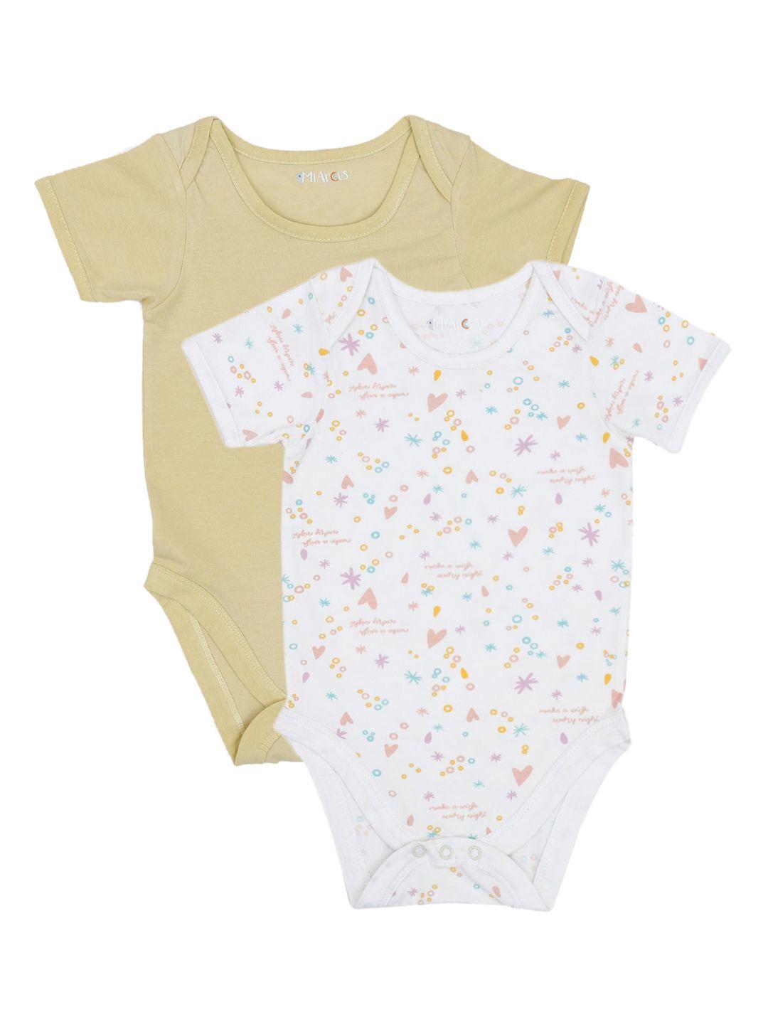miarcus kids off-white & beige pack of 2 rompers