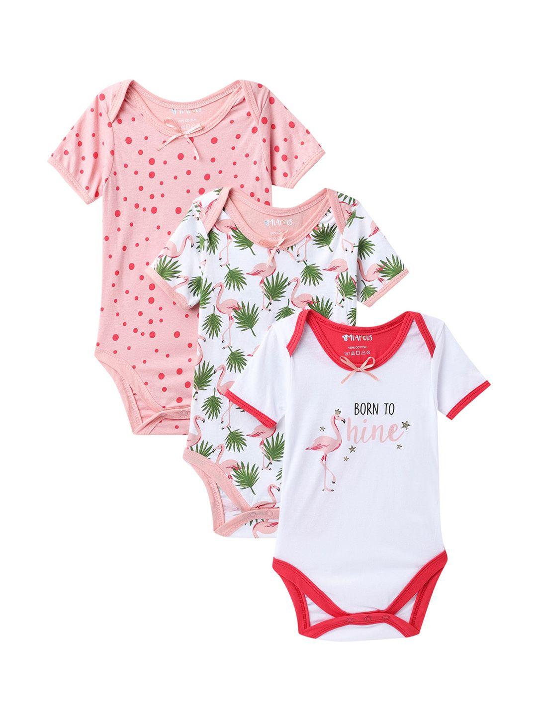 miarcus kids pack of 3 flamingo printed cotton rompers