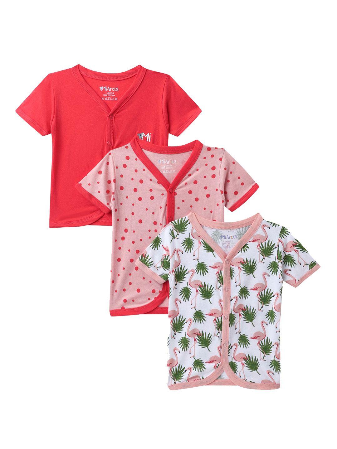 miarcus kids pack of 3 multicoloured flamingo print pure cotton front open vests