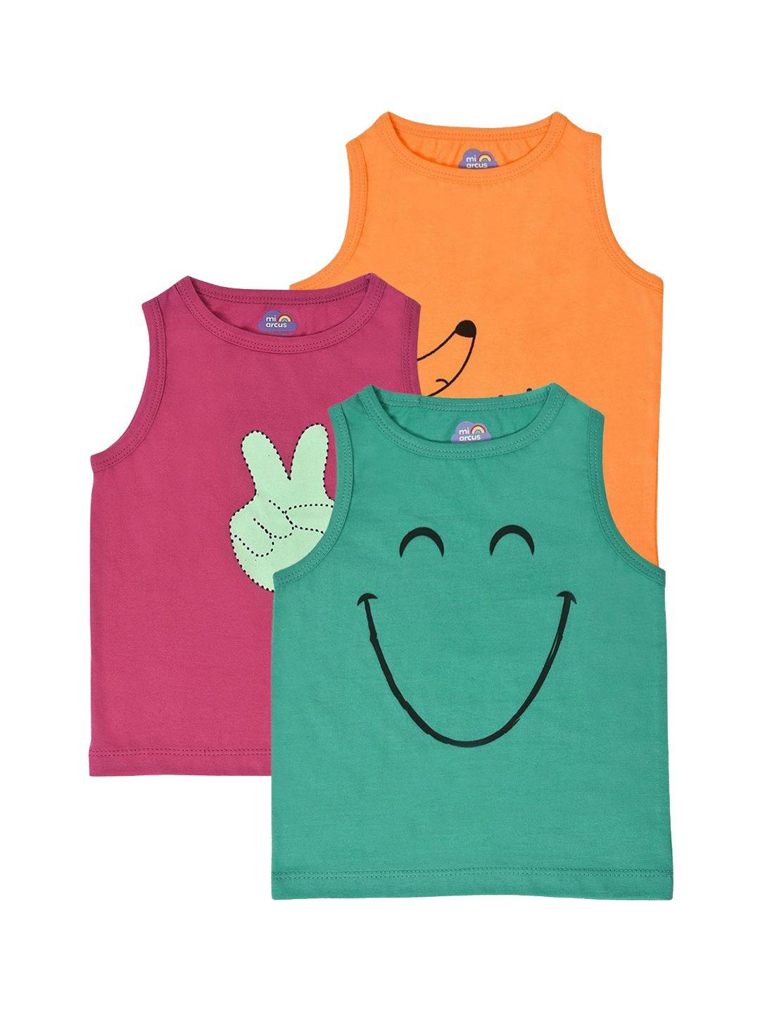 miarcus kids pack of 3 printed cotton basic vests