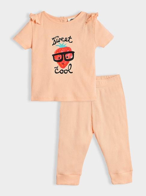 miarcus kids peach printed top with pyjamas