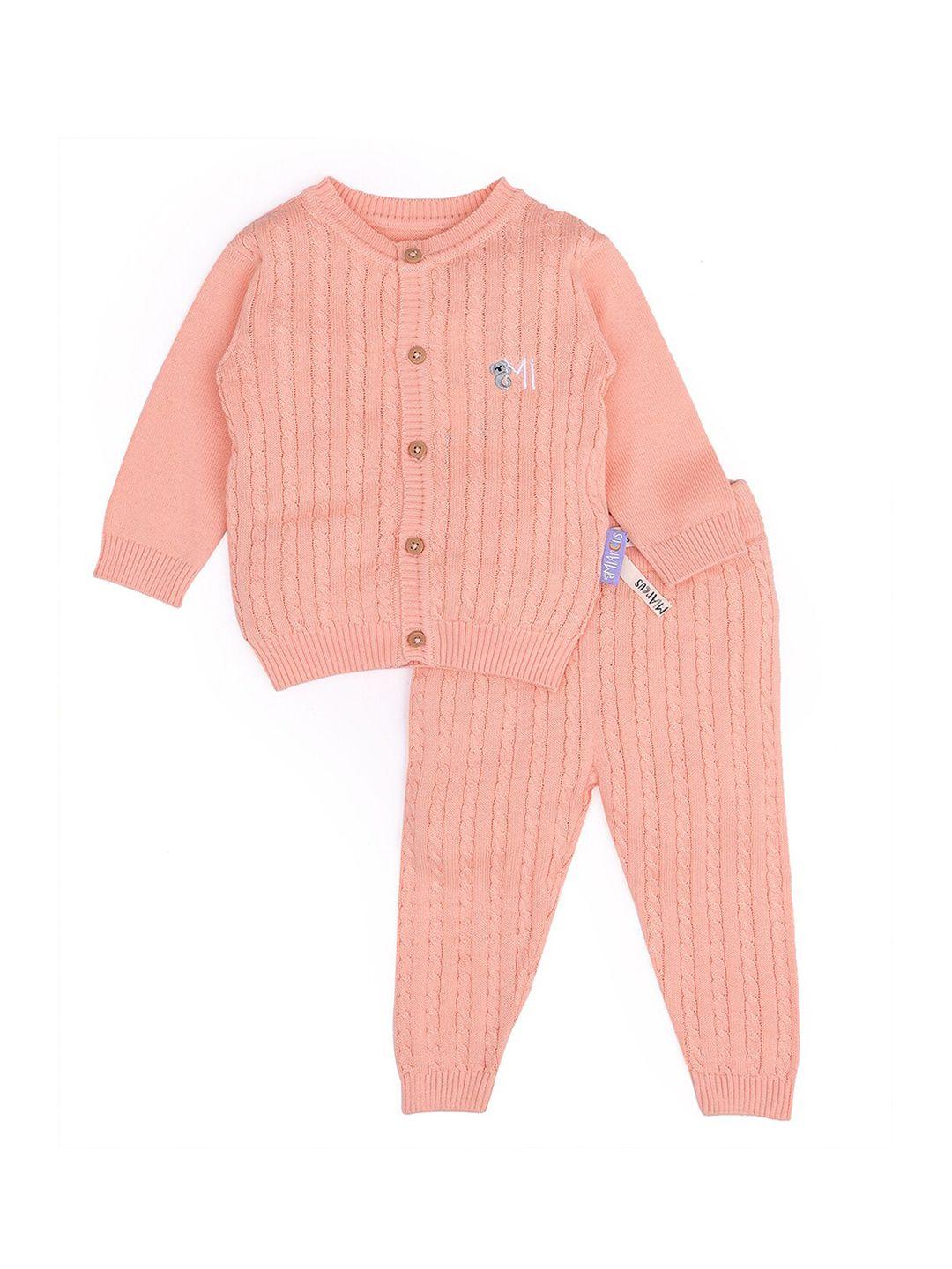 miarcus kids peach-coloured knitted cardigan with pyjamas
