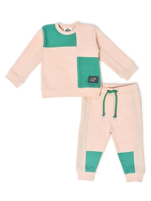 miarcus-kids-pink-&-green-cotton-color-block-full-sleeves-sweatshirt-set