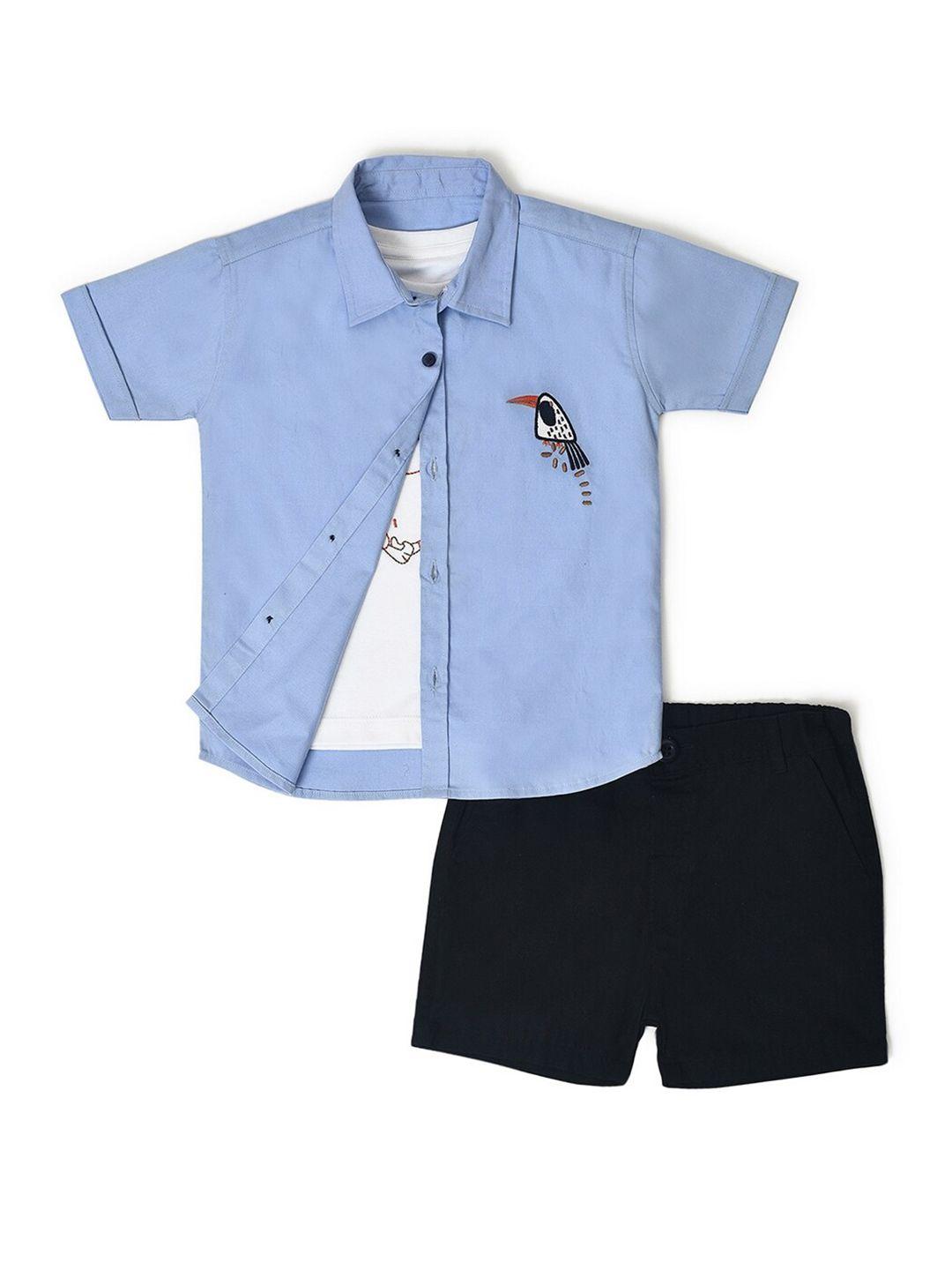 miarcus boys pure cotton shirt with inner vest & shorts