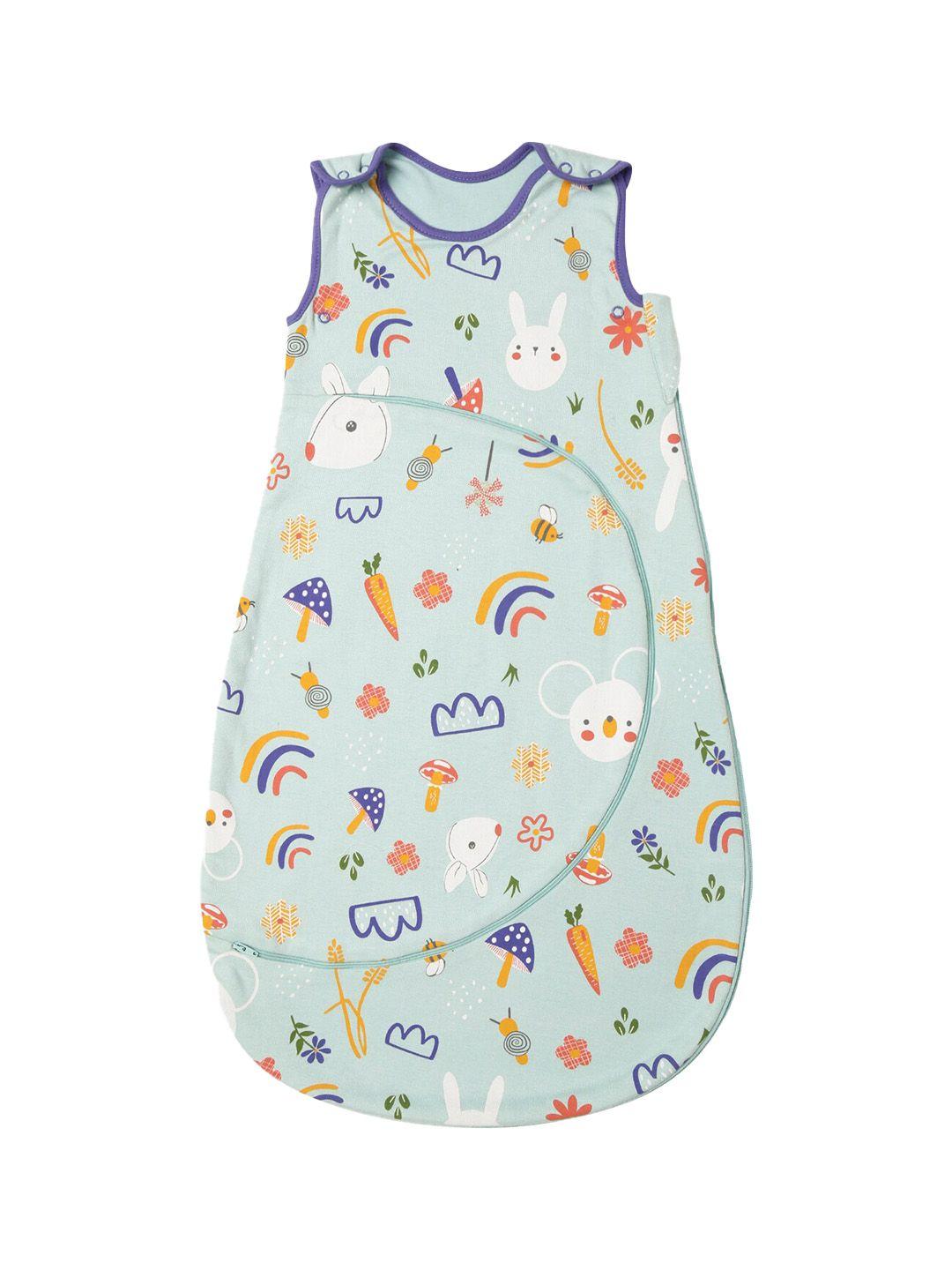 miarcus infant kids blue & white printed knitted sleeping bag