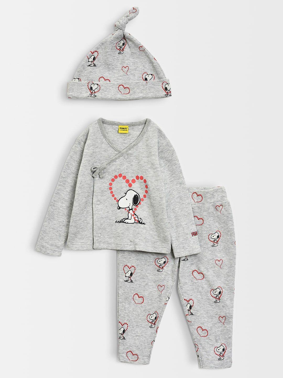 miarcus infants peanuts printed cotton top with pyjamas and cap