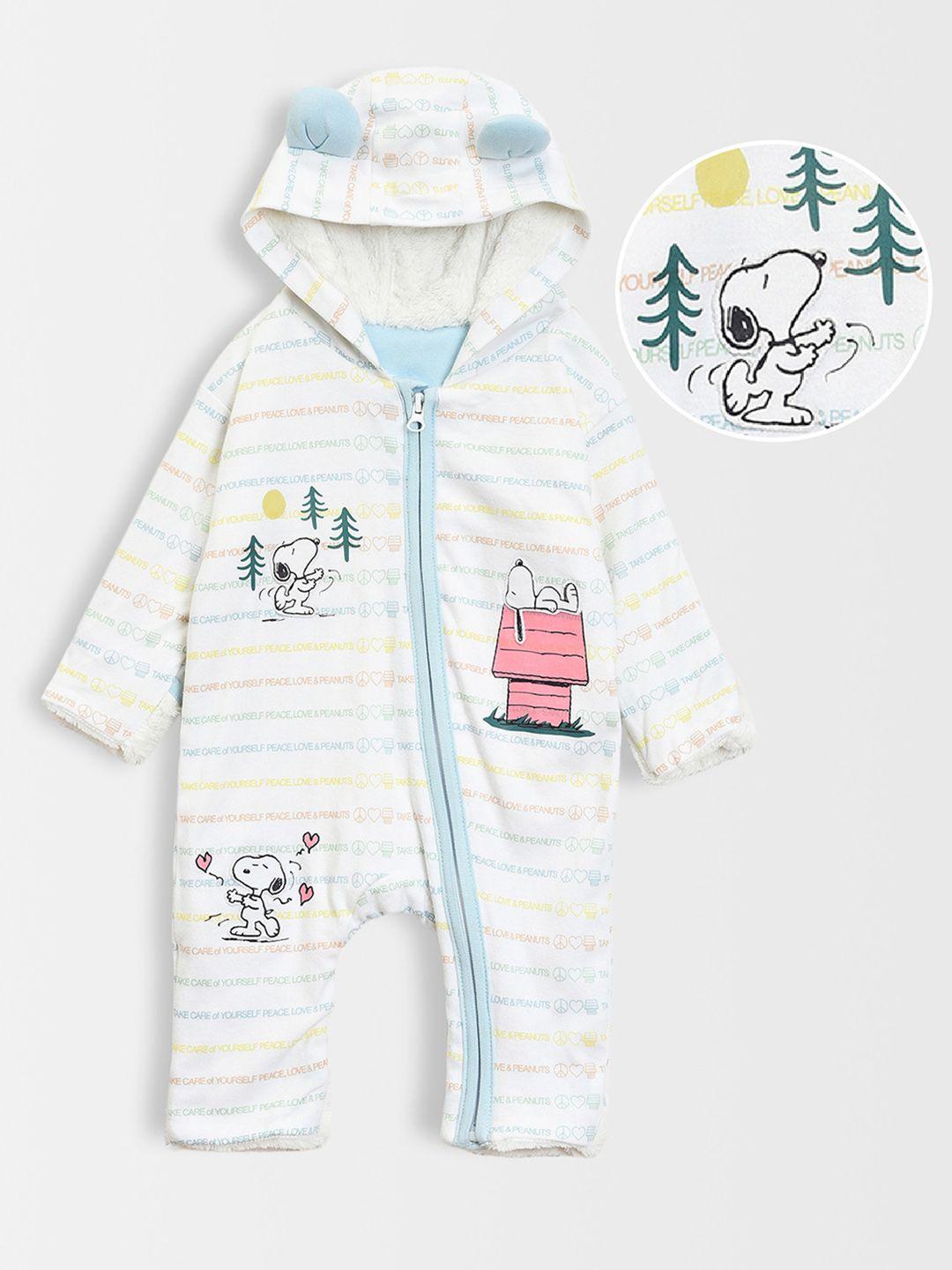 miarcus infants peanuts printed striped cotton hooded bodysuit