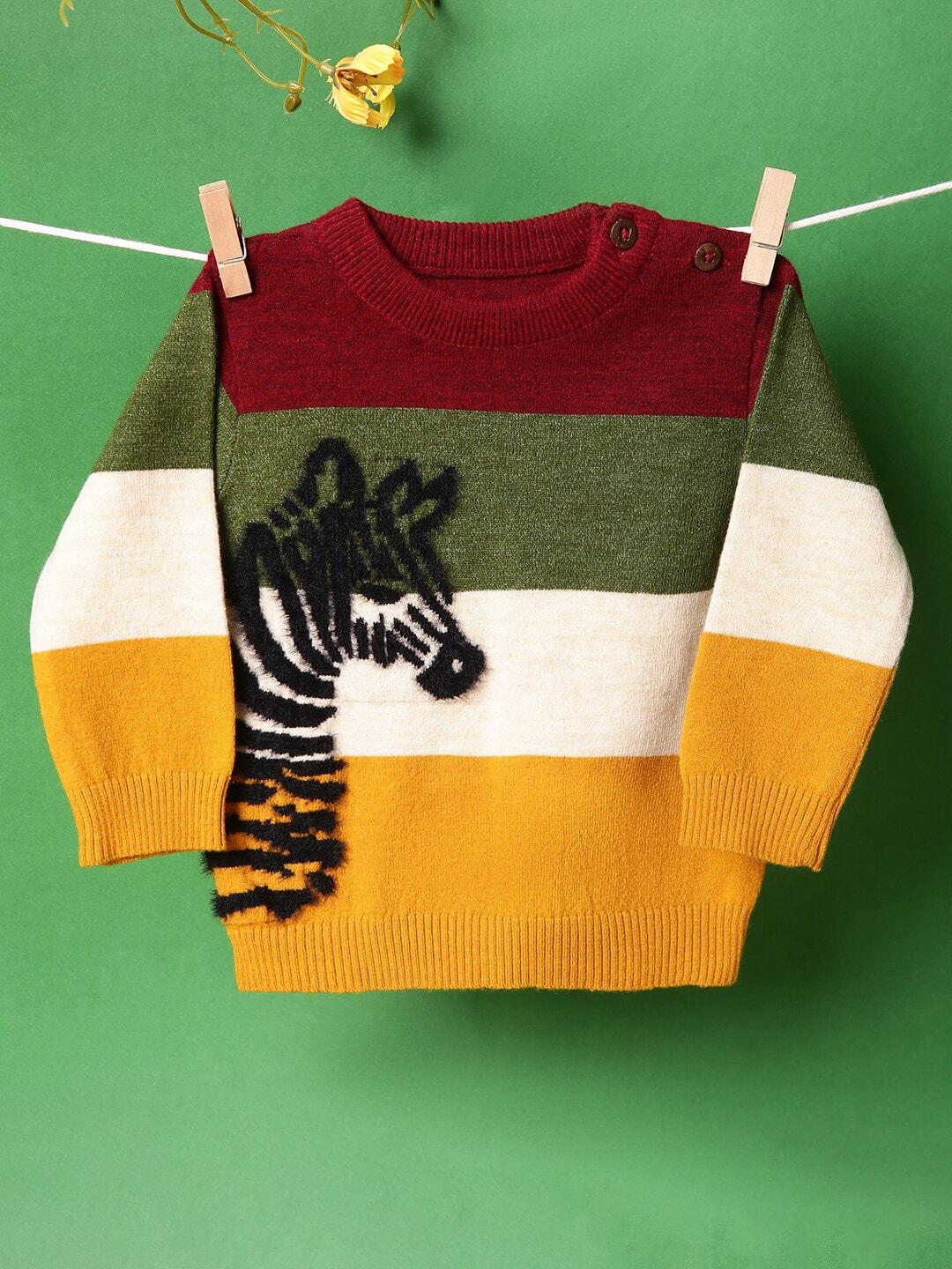 miarcus kids  colourblocked fuzzy detailed pullover acrylic sweater