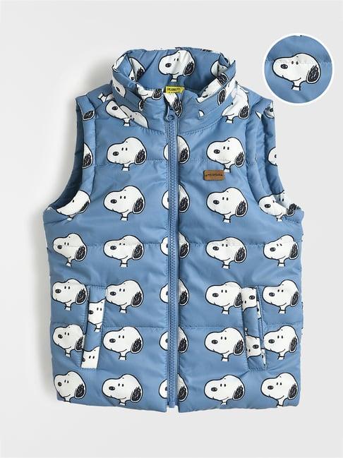 miarcus kids blue printed puffer jacket