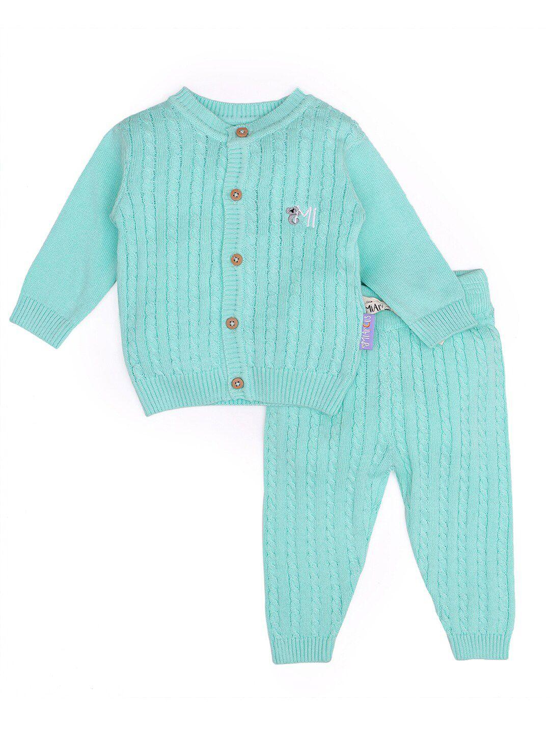 miarcus kids green cable knit pure cotton cardigan with joggers