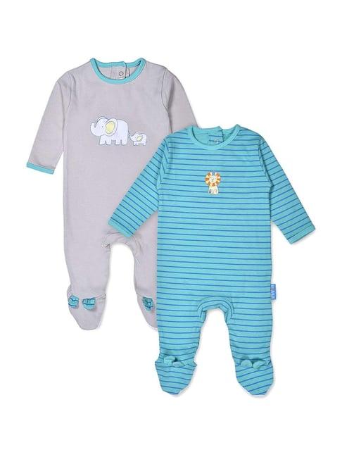 miarcus kids multicolor cotton printed sleepsuits - pack of 2