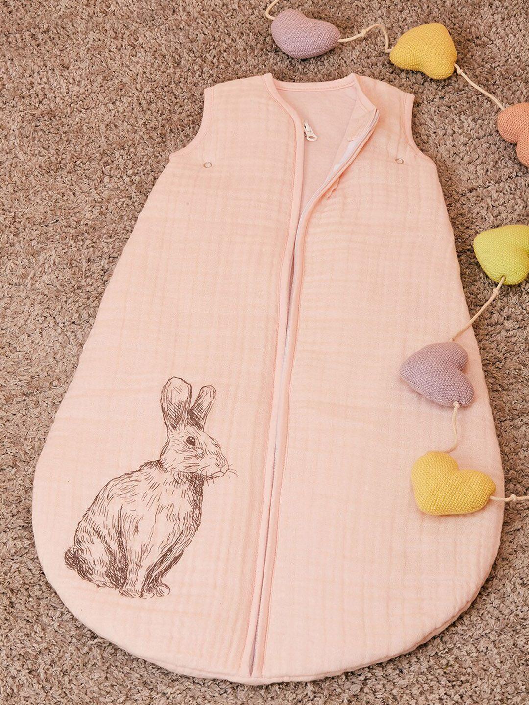 miarcus kids pink rabbit printed cotton muslin sack