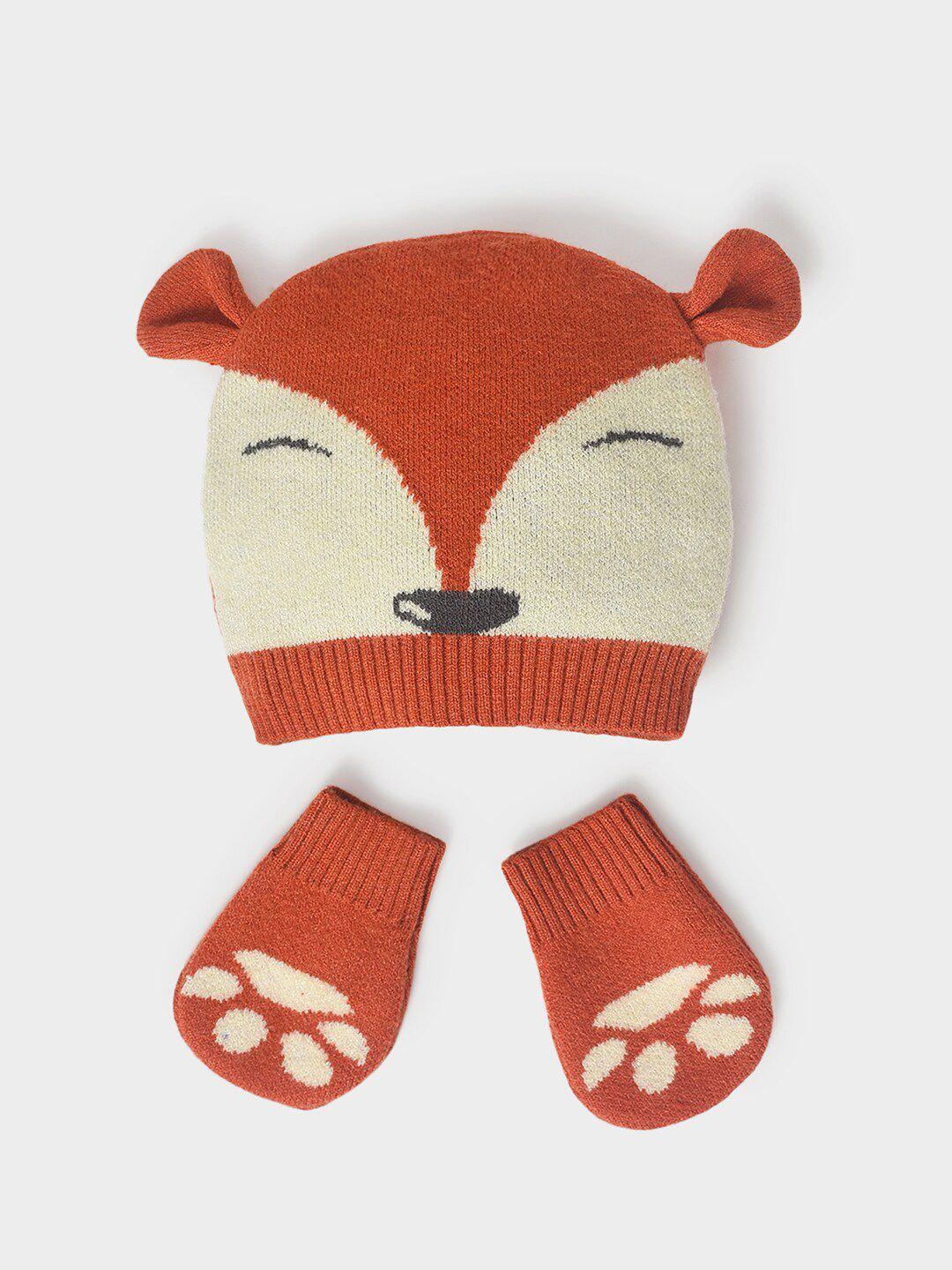 miarcus kids rust cap and mitten set