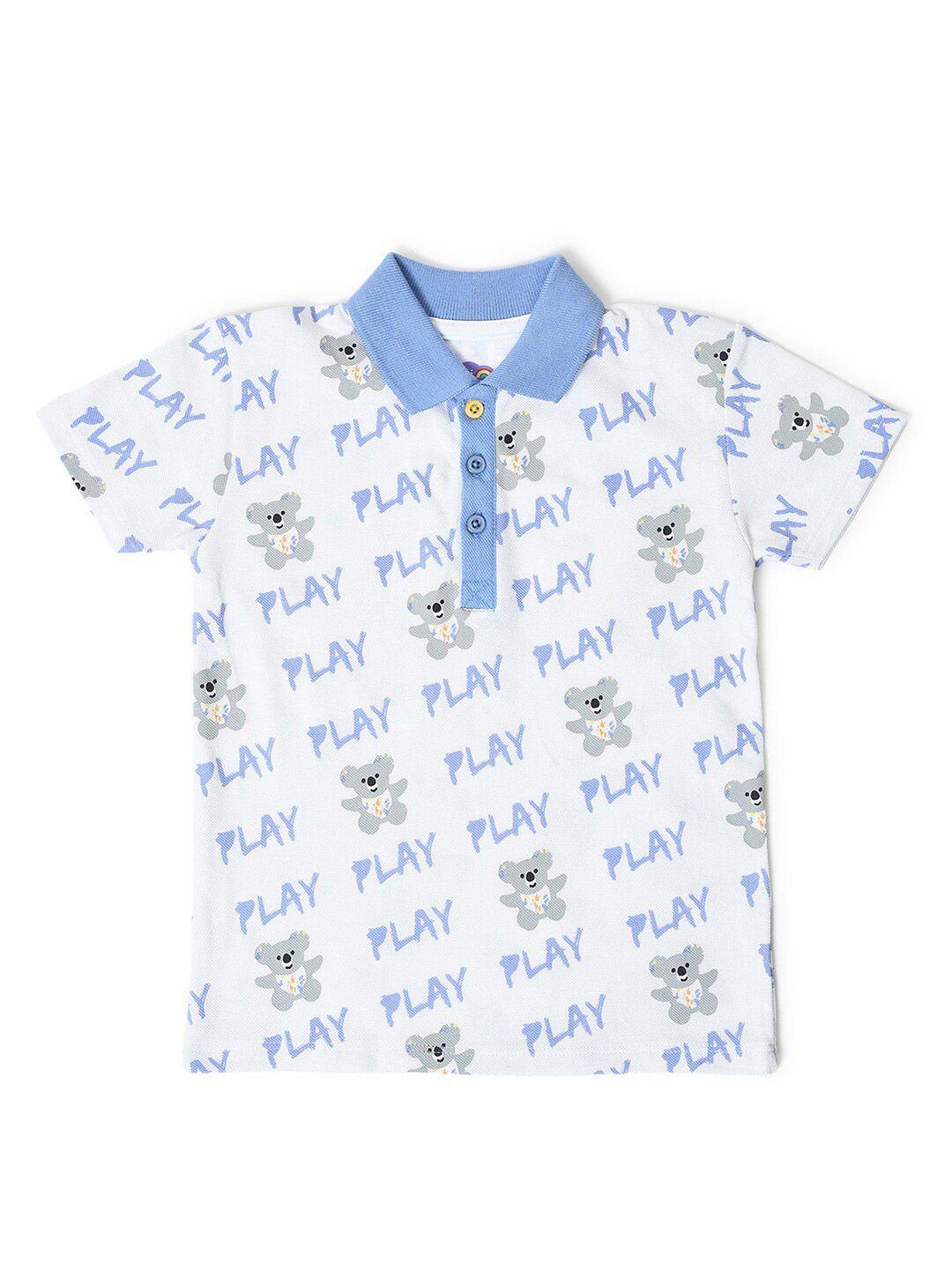 miarcus kids typography printed polo collar cotton t-shirt