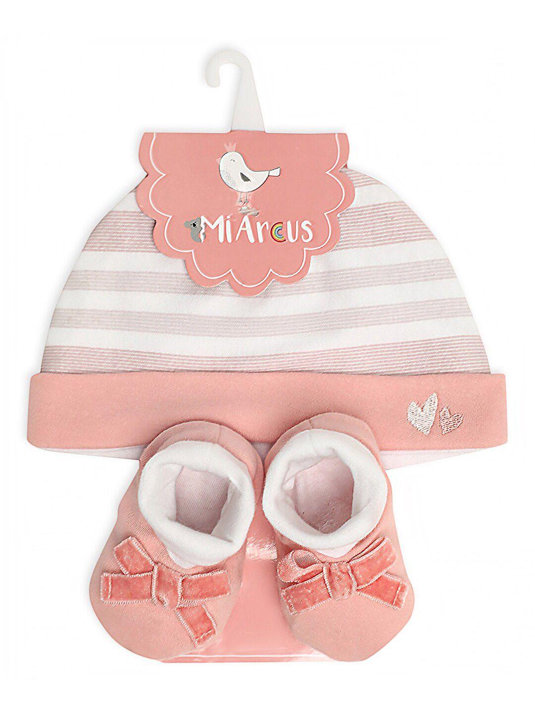 miarcus unisex kids pink printed beanie & booties