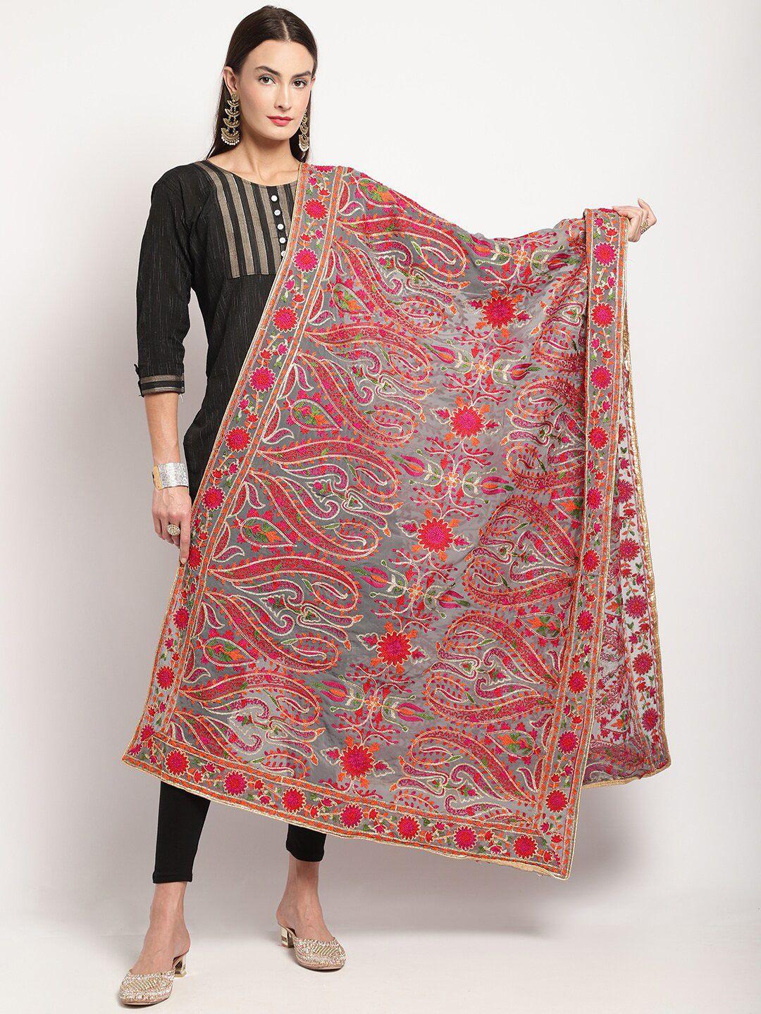 miaz lifestyle silk ethnic motifs embroidered bandhani dupatta