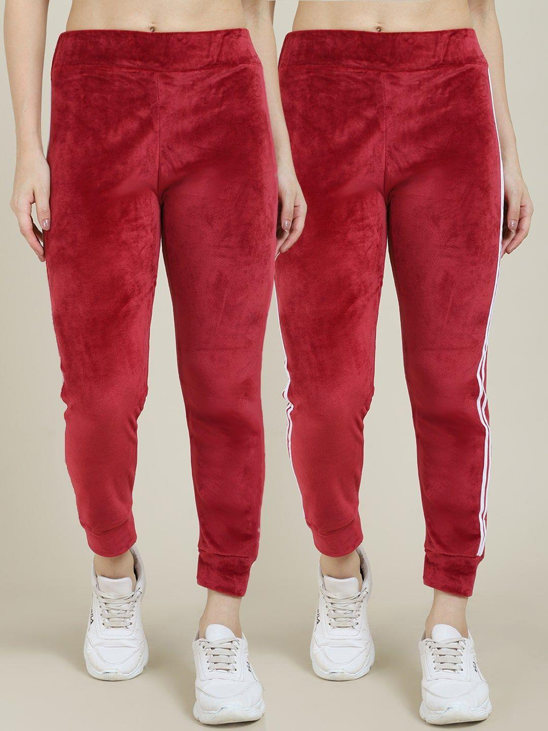 miaz-lifestyle-women-pack-of-2-red-solid-relaxed-fit-joggers