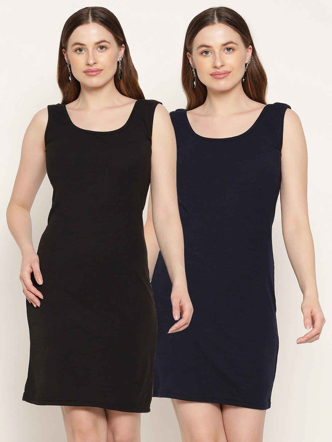 miaz lifestyle black and navy blue bodycon dress