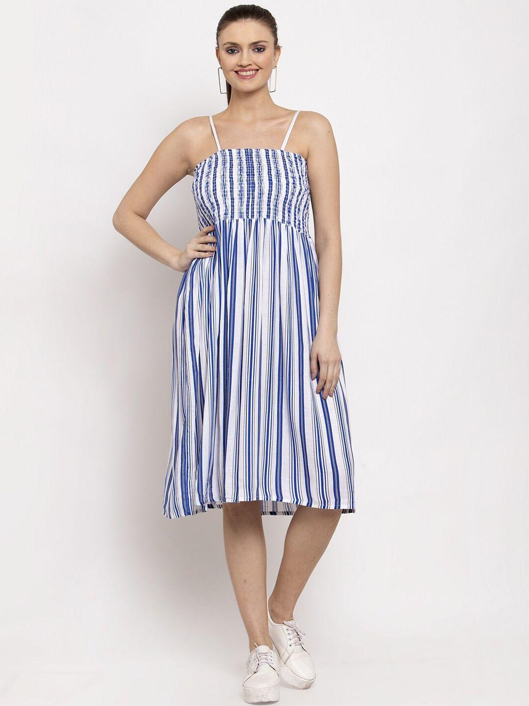 miaz lifestyle blue striped midi dress