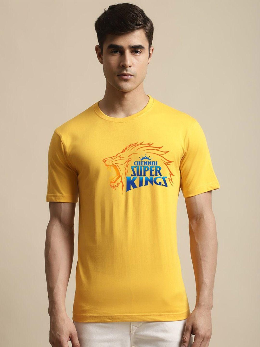 miaz lifestyle chennai super kings printed round neck cotton t-shirt