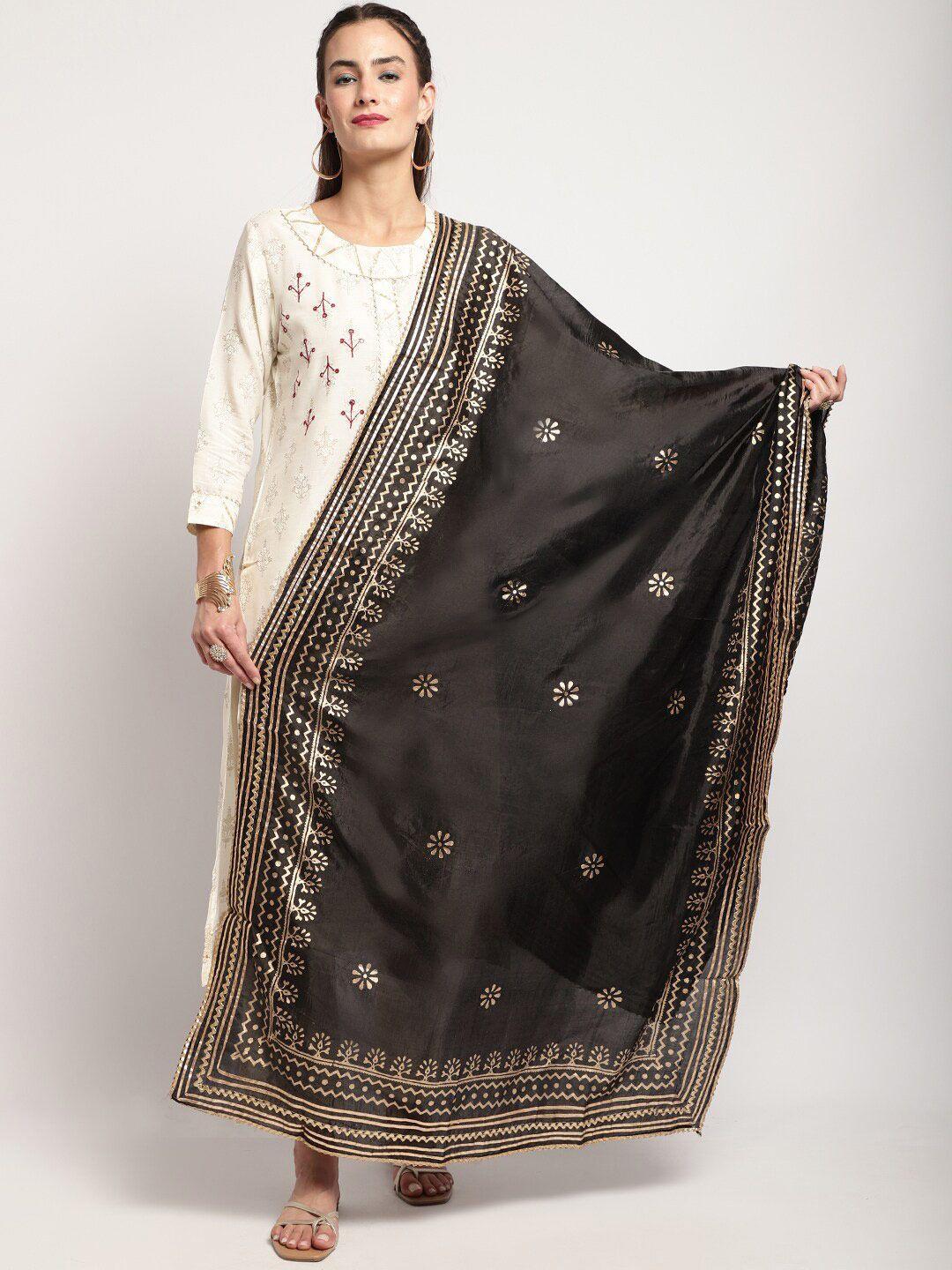 miaz lifestyle cotton embroidered dupatta with zari