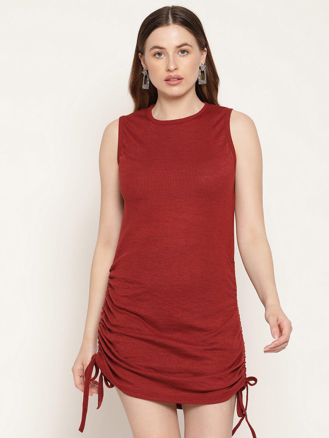 miaz lifestyle maroon scuba sheath mini dress