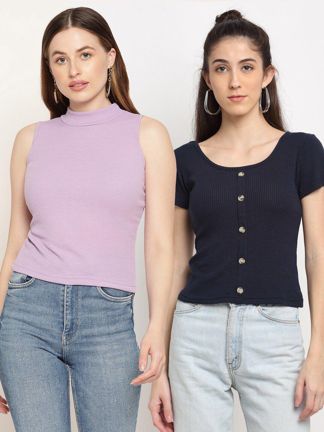 miaz lifestyle pack of 2 cotton crop top