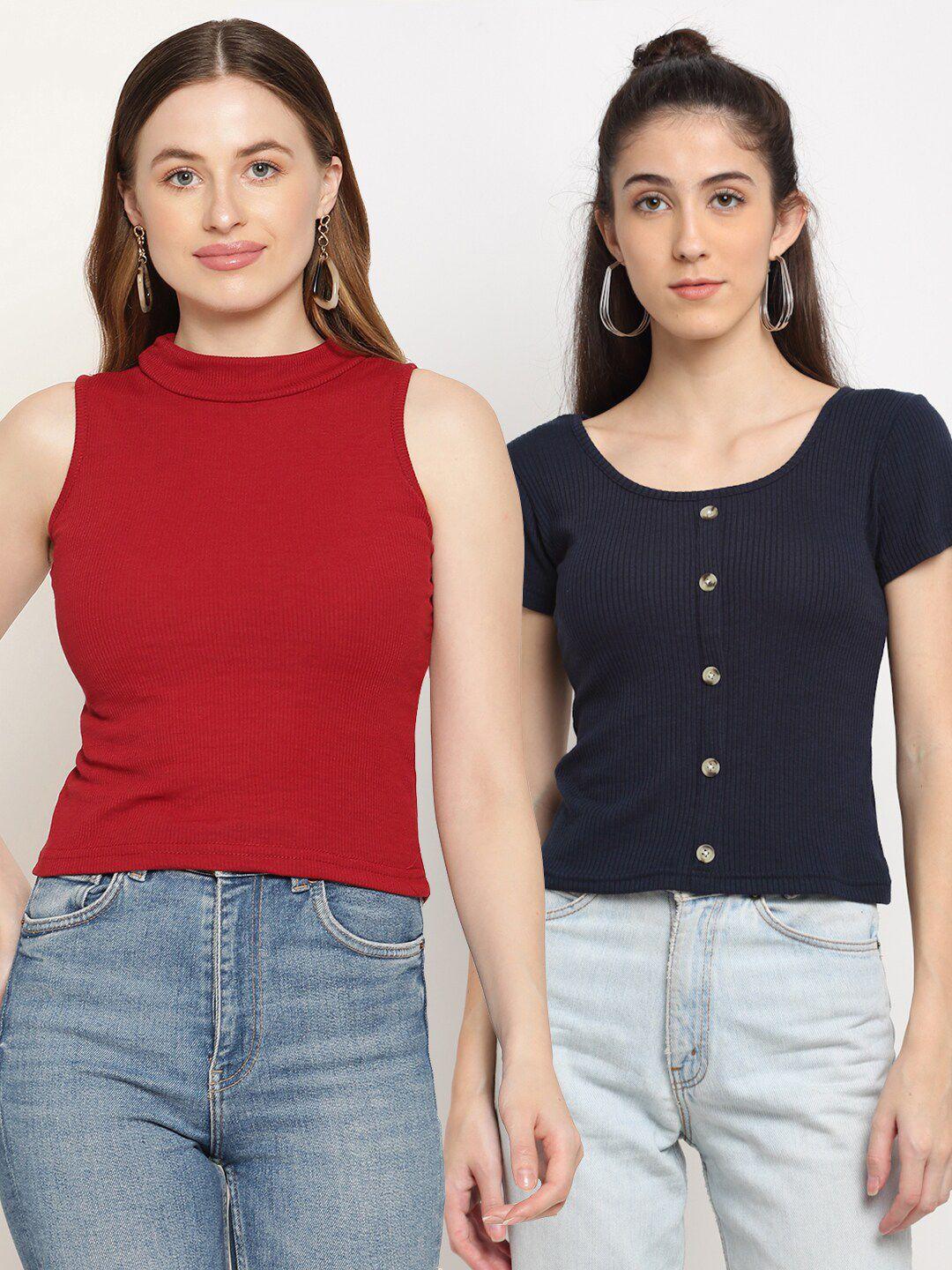 miaz lifestyle pack of 2 cotton crop top