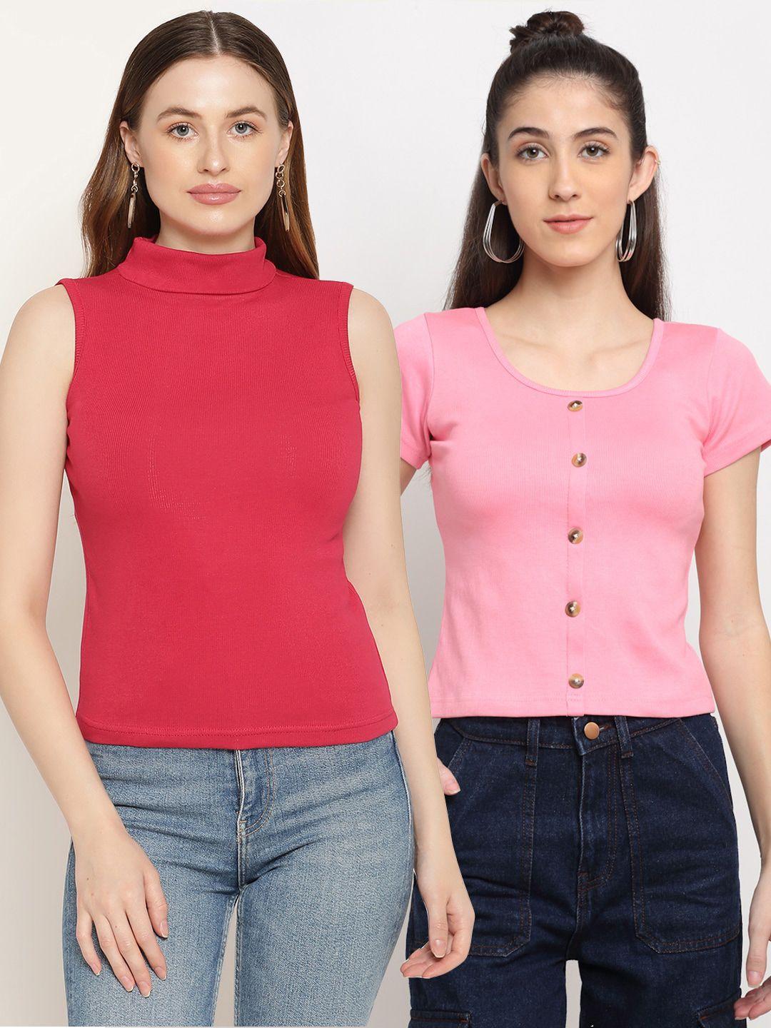 miaz lifestyle pack of 2 cotton crop top