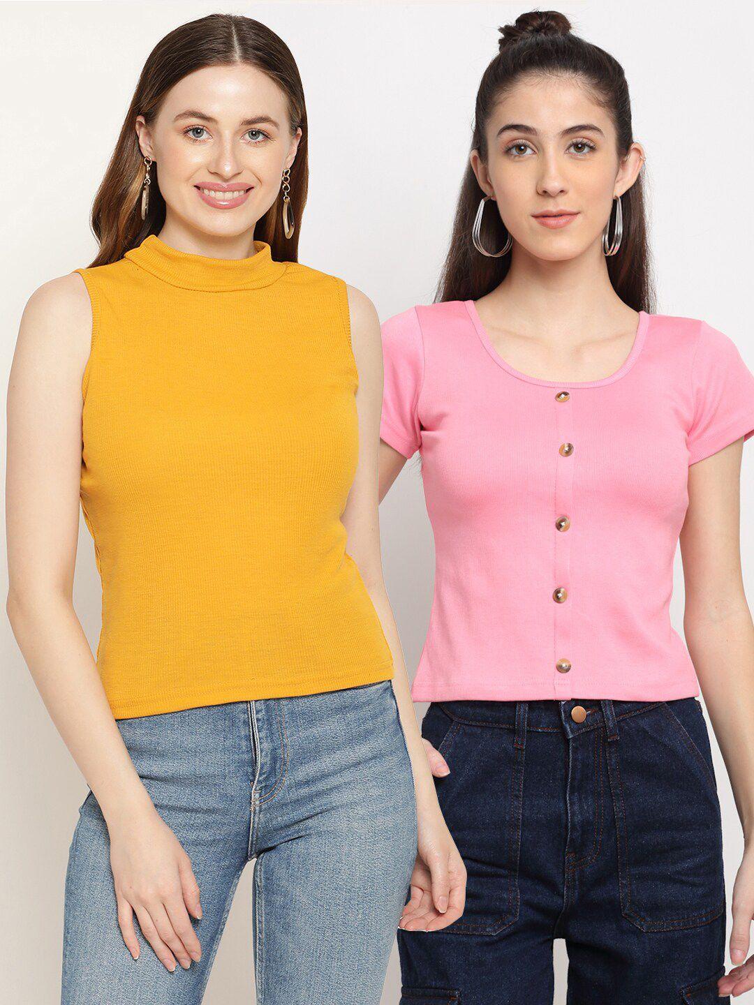 miaz lifestyle pack of 2 cotton crop top