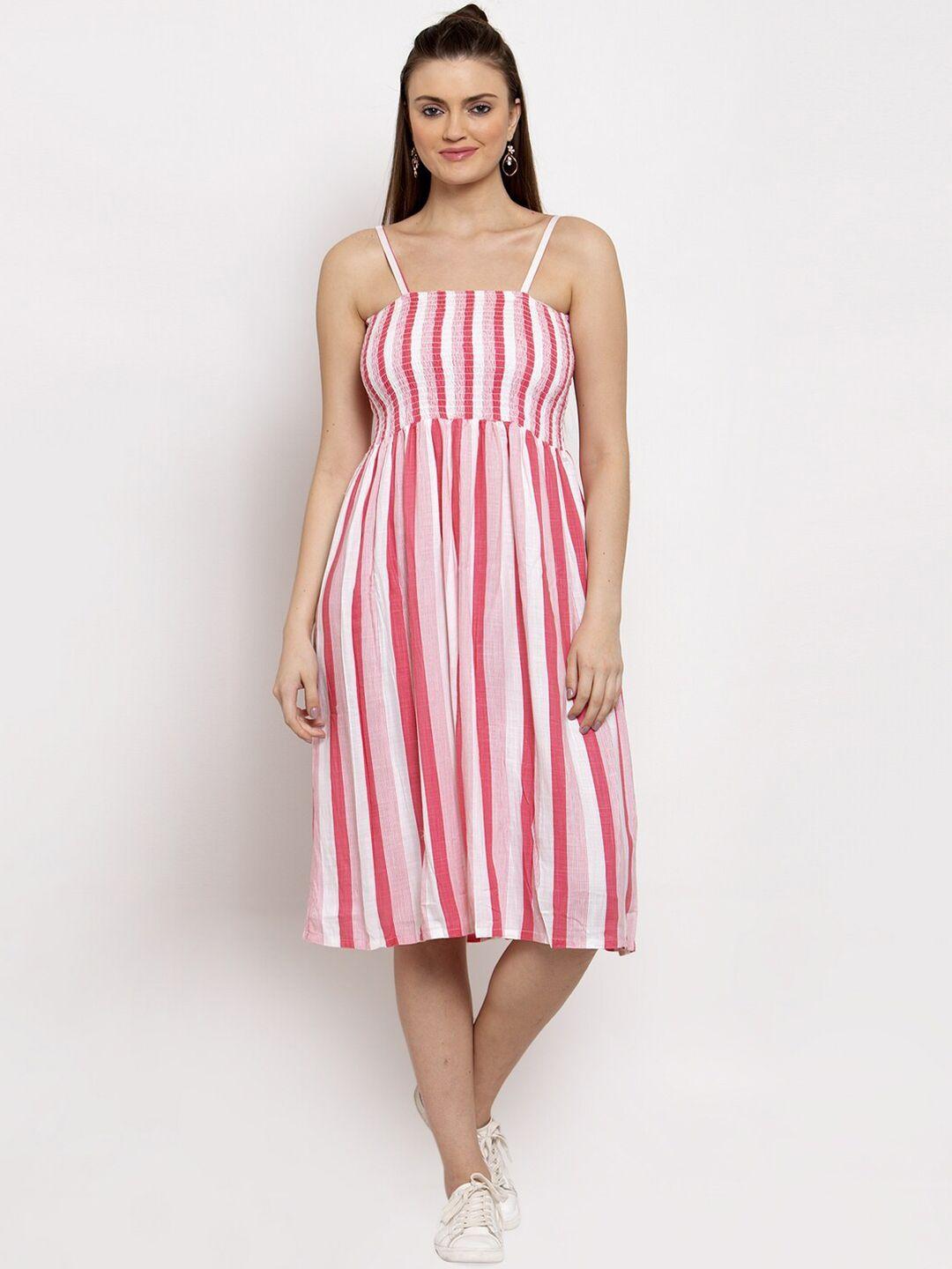 miaz lifestyle pink striped midi dress