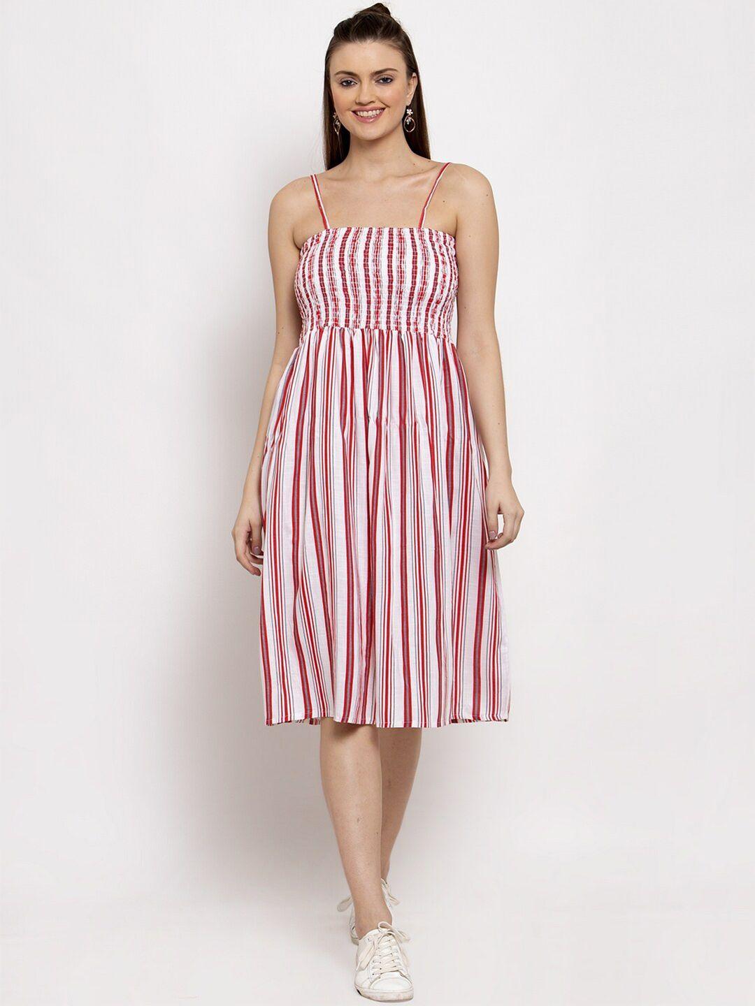 miaz lifestyle white & red striped dress